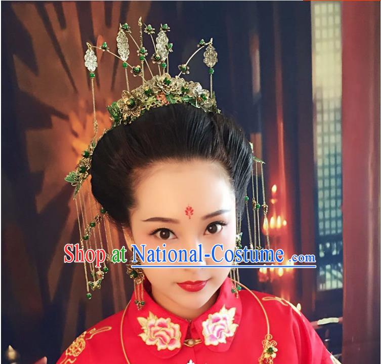 Chinese Ancient Style Hair Jewelry Accessories, Hairpins, Princess Hanfu Xiuhe Suit Wedding Bride Hair Accessories Set for Women