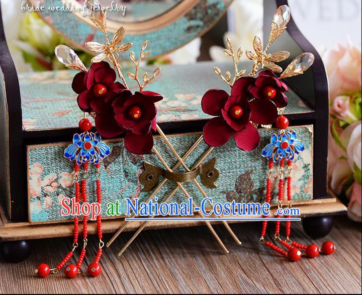 Chinese Ancient Style Hair Jewelry Accessories, Hairpins, Princess Hanfu Xiuhe Suit Wedding Bride Hair Accessories Set for Women