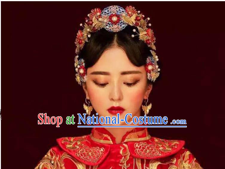 Chinese Ancient Style Hair Jewelry Accessories, Hairpins, Princess Hanfu Xiuhe Suit Wedding Bride Hair Accessories Set for Women