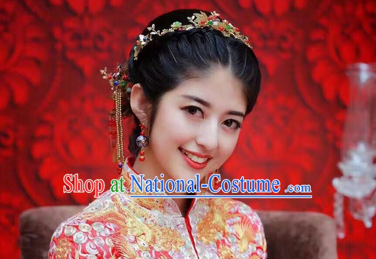 Chinese Ancient Style Hair Jewelry Accessories, Hairpins, Princess Hanfu Xiuhe Suit Wedding Bride Hair Accessories Set for Women