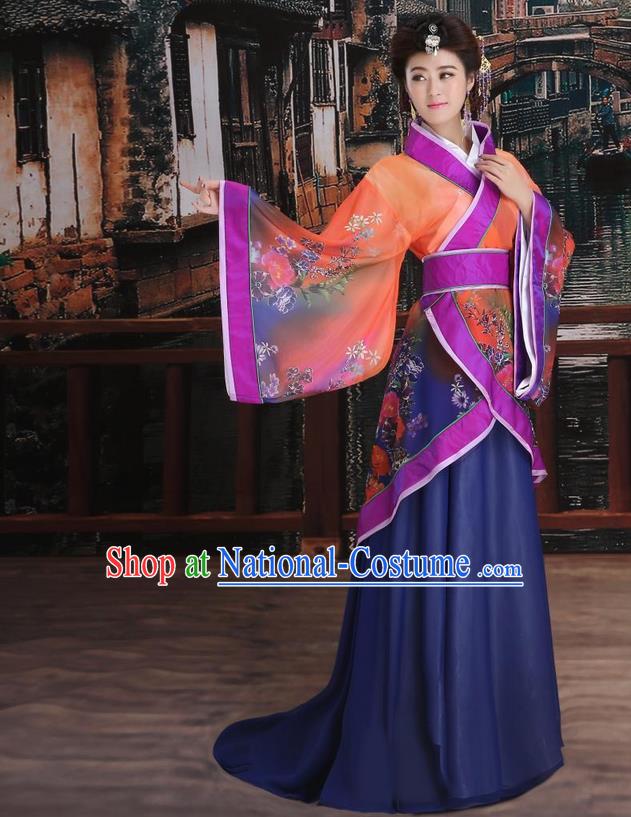 Ancient Chinese Palace Empress Costumes Complete Set, Han Dynasty Ancient Palace Princess Hanfu Dress Suits For Women