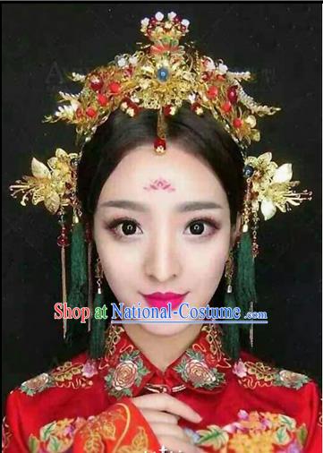 Chinese Ancient Style Hair Jewelry Accessories, Hairpins, Princess Hanfu Xiuhe Suit Wedding Bride Hair Accessories Set for Women