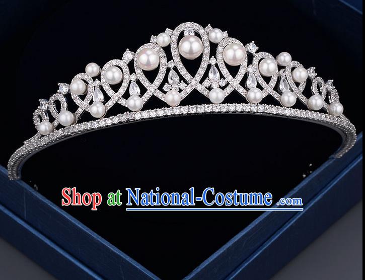 Traditional Jewelry Accessories, Princess Bride Royal Crown, Wedding Hair Accessories, Baroco Style Pearl Headwear for Women