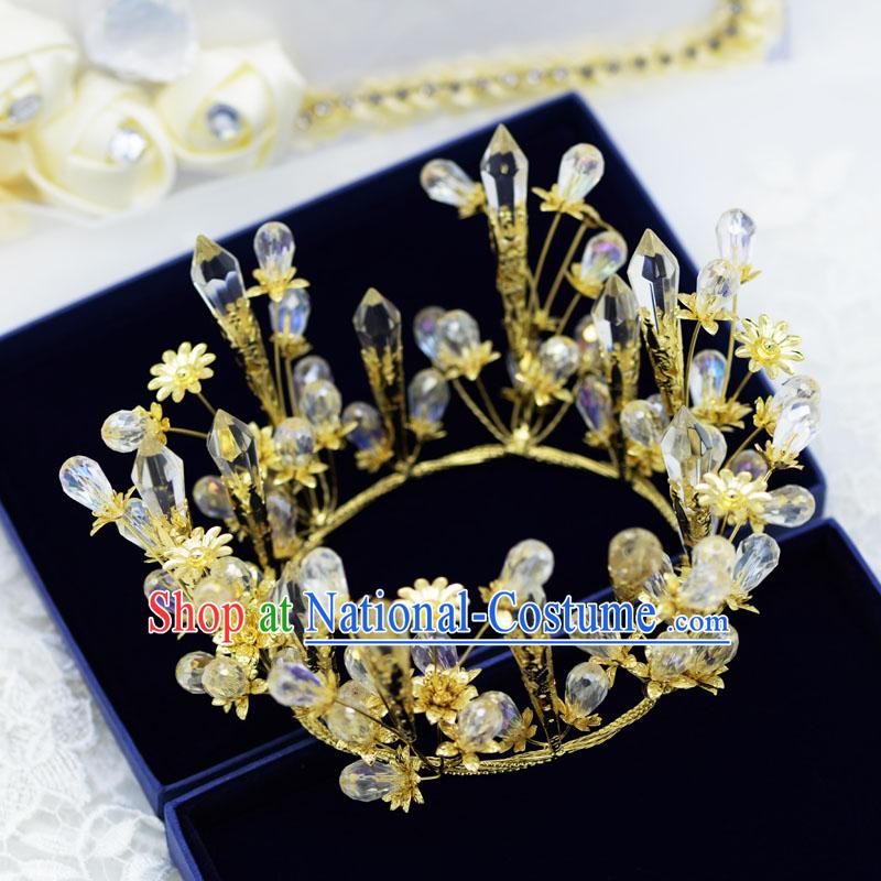 Traditional Jewelry Accessories, Princess Bride Royal Crown, Wedding Hair Accessories, Baroco Style Flower Crystal Headwear for Women