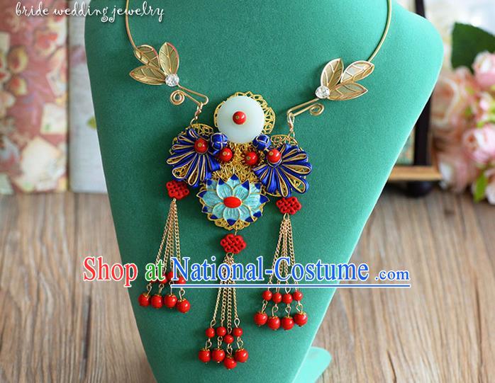 Chinese Ancient Style Hair Jewelry Accessories, Hanfu Xiuhe Suit, Wedding Bride Necklaces for Women