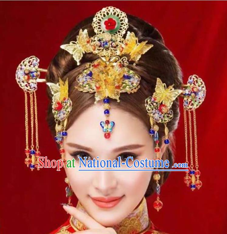 Chinese Ancient Style Hair Jewelry Accessories, Hairpins, Princess Hanfu Xiuhe Suit Wedding Bride Hair Accessories Set for Women