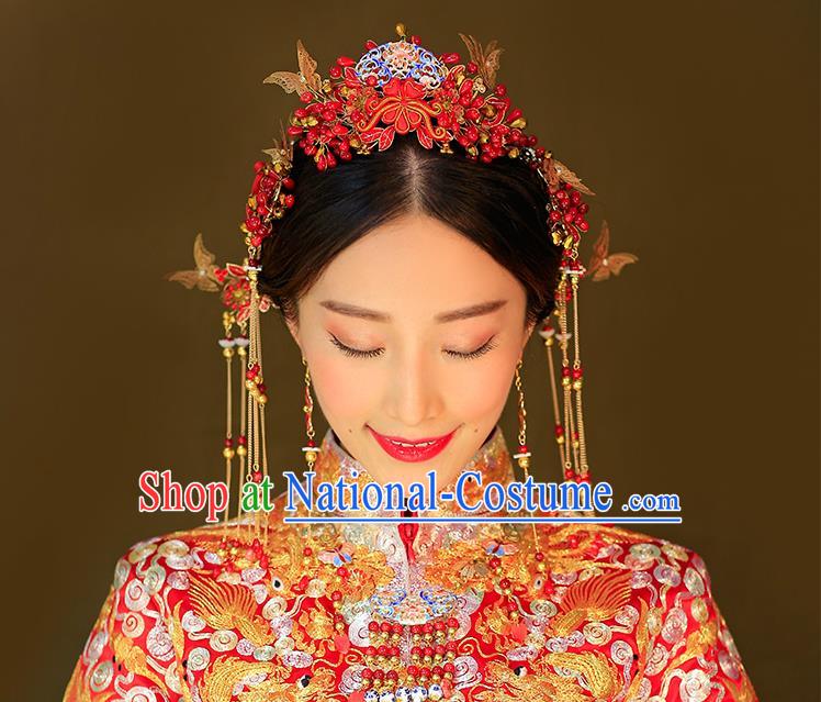 Chinese Ancient Style Hair Jewelry Accessories, Hairpins, Princess Hanfu Xiuhe Suit Wedding, Bride Hair Accessories Set for Women