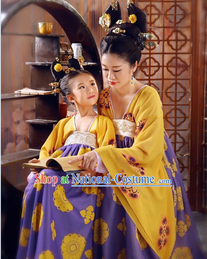 Ancient Chinese Palace Empress Costumes Complete Set, Tang Dynasty Ancient Palace Princess Clothing, Wu Meiniang Dress Suits