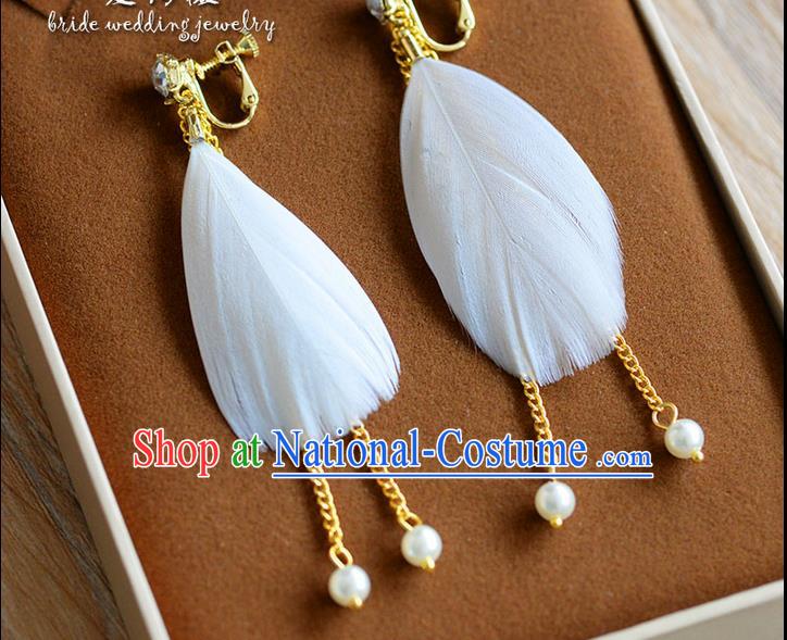 Traditional Jewelry Accessories, Princess Bride Earring, Wedding Accessories, Baroco Style Feather Earrings for Women