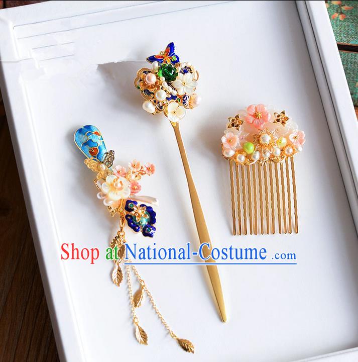 Chinese Ancient Style Hair Jewelry Accessories, Hairpins, Princess Hanfu Xiuhe Suit Wedding Bride Hair Accessories for Women