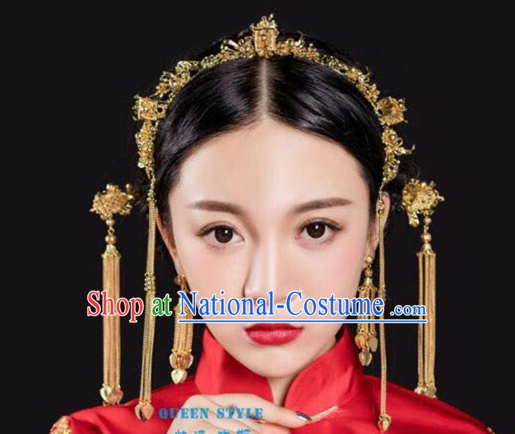 Chinese Ancient Style Hair Jewelry Accessories, Hairpins, Princess Hanfu Xiuhe Suit Wedding Bride Hair Accessories Set for Women