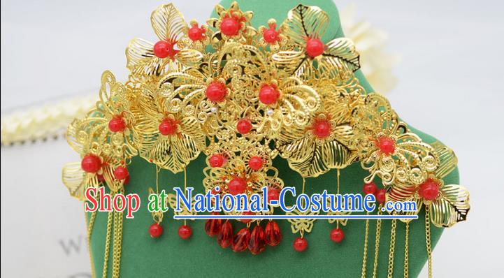 Chinese Ancient Style Hair Jewelry Accessories, Hairpins, Princess Hanfu Xiuhe Suit Wedding Bride Hair Accessories Set for Women