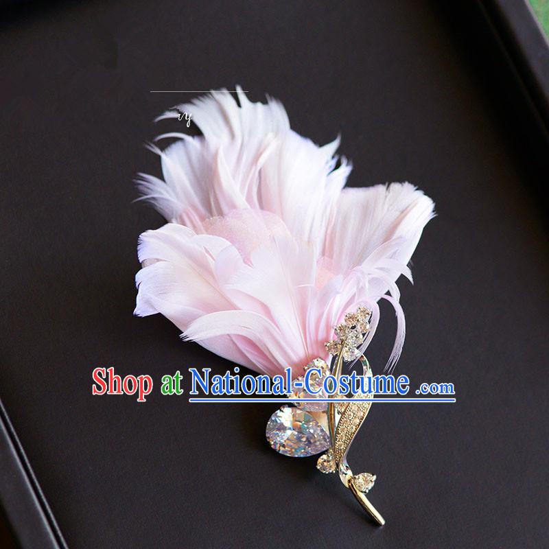 Traditional Jewelry Accessories, Princess Bride Wedding Accessories, Baroco Style Feather Brooch for Women