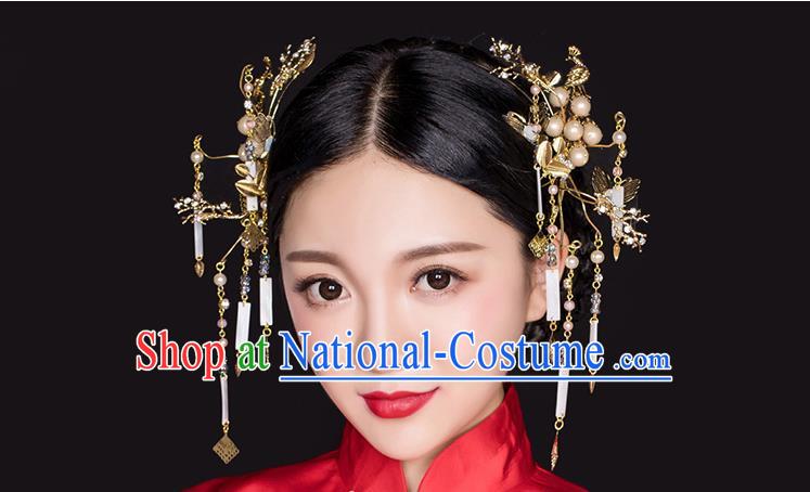 Chinese Ancient Style Hair Jewelry Accessories, Hairpins, Princess Hanfu Xiuhe Suit Wedding Bride Hair Accessories Set for Women