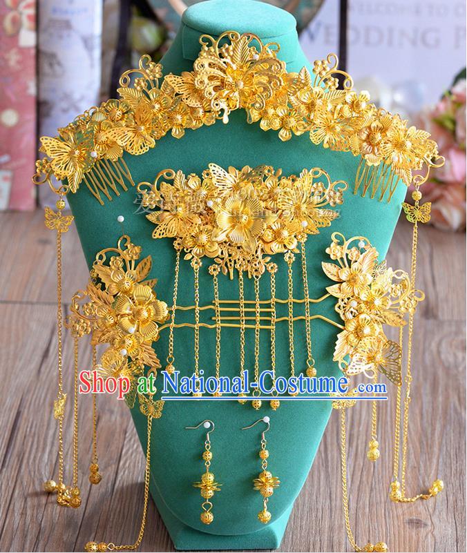 Chinese Ancient Style Hair Jewelry Accessories, Hairpins, Princess Hanfu Xiuhe Suit Wedding Bride Hair Accessories Set for Women