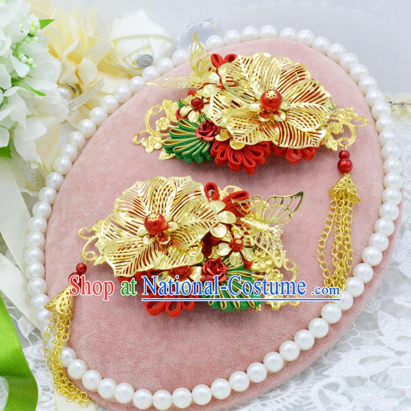 Chinese Ancient Style Hair Jewelry Accessories, Hairpins, Princess Hanfu Xiuhe Suit Wedding Bride Hair Accessories for Women