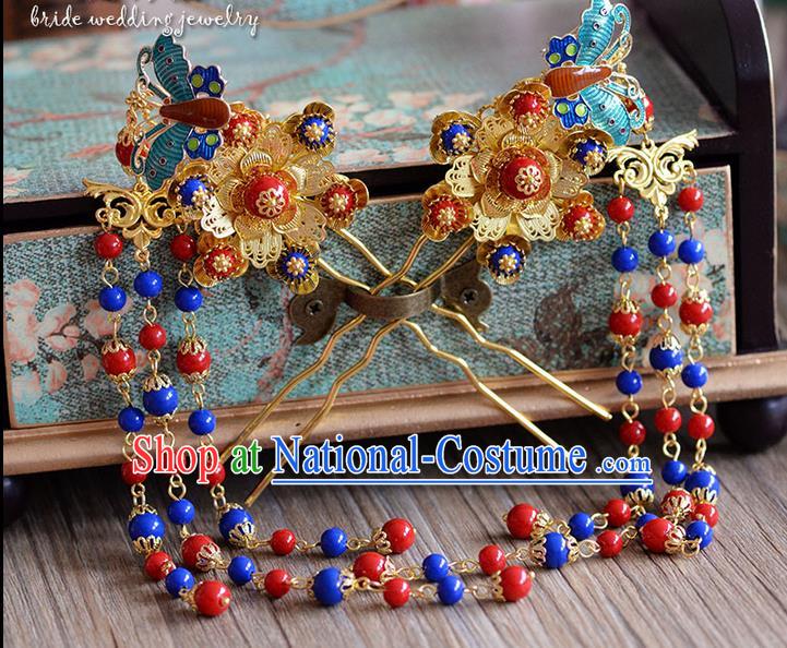 Chinese Ancient Style Hair Jewelry Accessories, Hairpins, Princess Hanfu Xiuhe Suit Wedding Bride Hair Accessories Set for Women