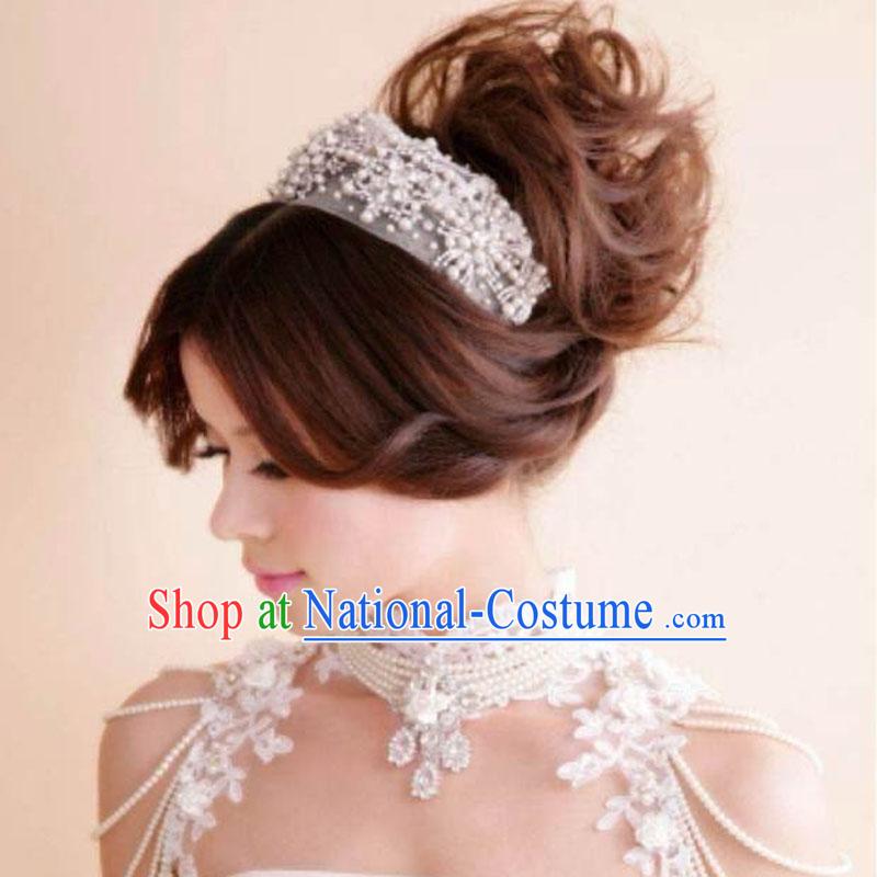 Traditional Jewelry Accessories, Princess Bride Royal Crown, Wedding Hair Accessories, Baroco Style Lace Headwear for Women