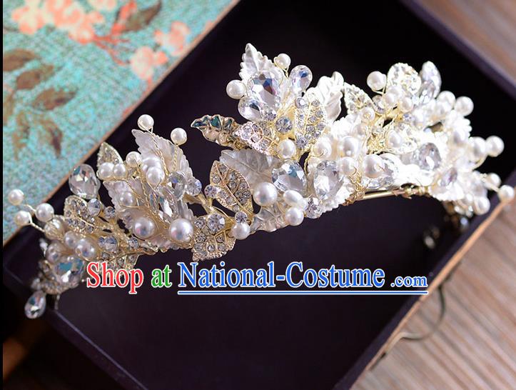 Traditional Jewelry Accessories, Palace Princess Bride Royal Crown, Wedding Hair Accessories, Baroco Style Crystal Pearl Headwear for Women