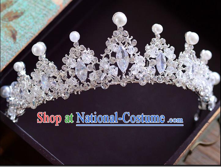 Traditional Jewelry Accessories, Palace Princess Bride Royal Crown, Wedding Hair Accessories, Baroco Style Crystal Pearl Headwear for Women