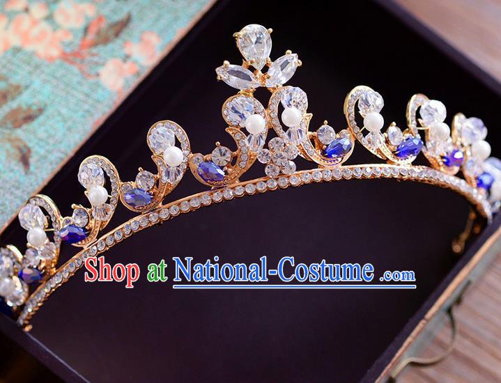 Traditional Jewelry Accessories, Palace Princess Bride Royal Crown, Wedding Hair Accessories, Baroco Style Crystal Pearl Headwear for Women