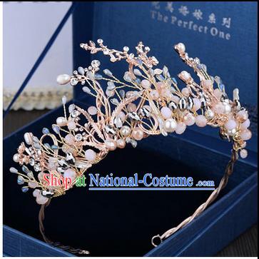 Traditional Jewelry Accessories, Palace Princess Bride Royal Crown, Wedding Hair Accessories, Baroco Style Pearl Headwear for Women