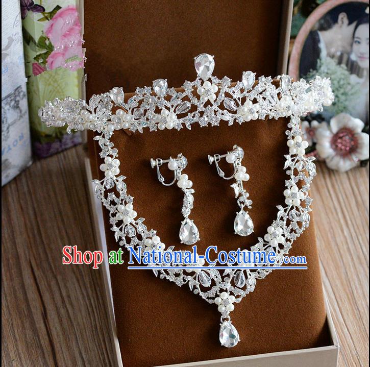 Traditional Jewelry Accessories, Palace Princess Necklace, Wedding Accessories Headwear, Bride Royal Crown, Baroco Style Crystal Earrings for Women