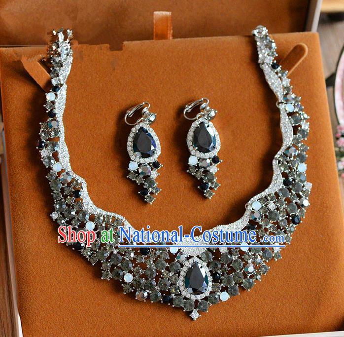 Traditional Jewelry Accessories, Palace Princess Necklace, Wedding Accessories, Baroco Style Crystal Earrings for Women