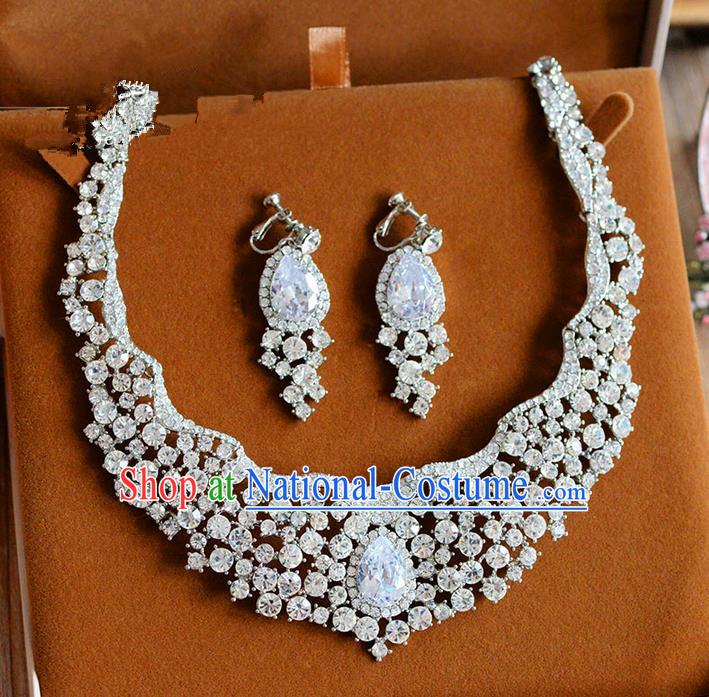 Traditional Jewelry Accessories, Palace Princess Necklace, Wedding Accessories, Baroco Style Crystal Earrings for Women