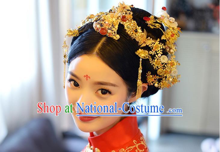 Chinese Ancient Style Hair Jewelry Accessories, Hairpins, Princess Hanfu Xiuhe Suit Wedding Bride Hair Accessories, Headwear Set for Women