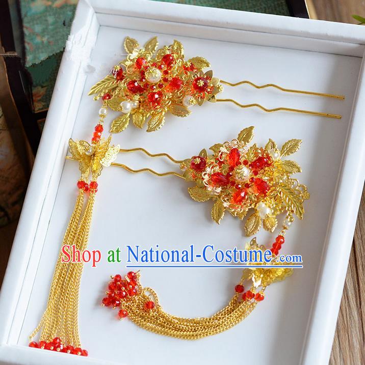 Chinese Ancient Style Hair Jewelry Accessories, Hairpins, Princess Hanfu Xiuhe Suit Wedding Bride Hair Accessories, Headwear for Women