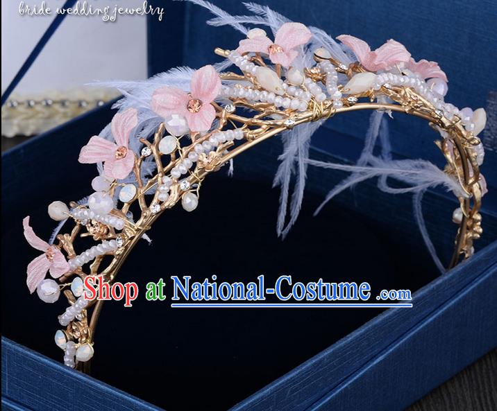 Traditional Jewelry Accessories, Princess Wedding Hair Accessories, Bride Wedding Hair Accessories, Baroco Style Feather Pearl Headwear for Women