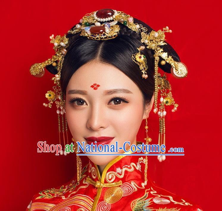 Chinese Ancient Style Hair Jewelry Accessories, Hairpins, Princess Hanfu Xiuhe Suit Wedding Bride Hair Accessories, Headwear for Women