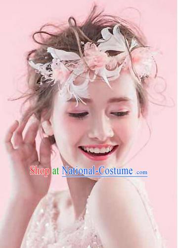 Traditional Jewelry Accessories, Princess Wedding Hair Accessories, Bride Wedding Hair Accessories, Baroco Style Flowers Crystal Feather Headwear for Women