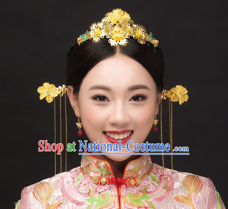 Chinese Ancient Style Hair Jewelry Accessories, Hairpins, Princess Hanfu Xiuhe Suit Wedding Bride Hair Accessories, Headwear Set for Women