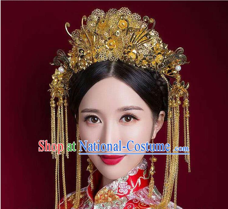 Chinese Ancient Style Hair Jewelry Accessories, Hairpins, Princess Hanfu Xiuhe Suit Wedding Bride Hair Accessories, Headwear Set for Women