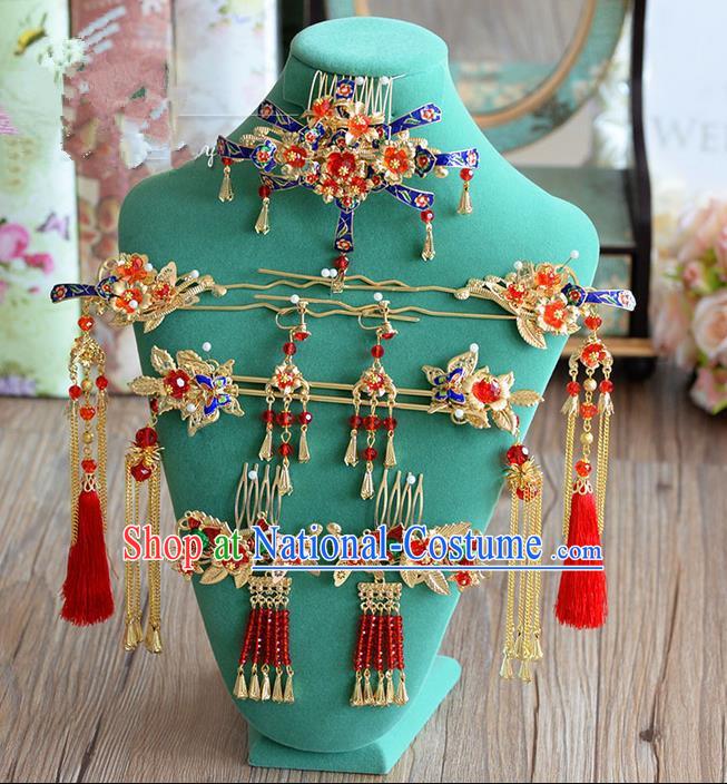 Chinese Ancient Style Hair Jewelry Accessories, Hairpins, Princess Hanfu Xiuhe Suit Wedding Bride Hair Accessories, Headwear Set for Women