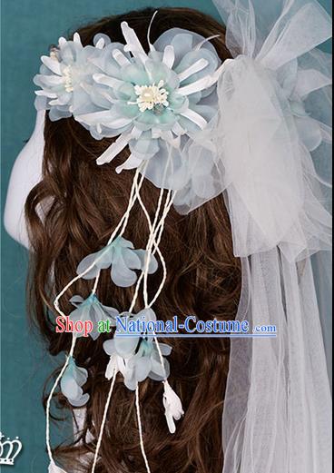 Traditional Jewelry Accessories, Princess Wedding Hair Accessories, Bride Wedding Hair Accessories, Baroco Style Flowers Veil for Women