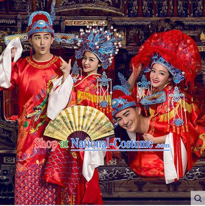 Ancient Chinese Palace Empress Emperor Wedding Costumes Complete Set, Tang Dynasty Ancient Palace Clothing, Cosplay Princess, Queen, King Wedding Dress Suits