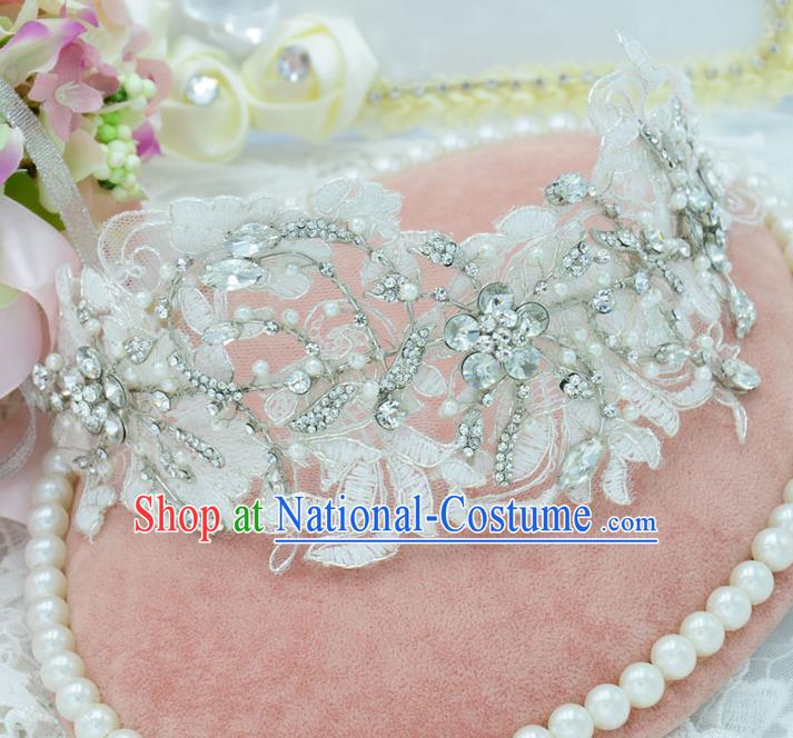 Traditional Jewelry Accessories, Princess Wedding Hair Accessories, Bride Wedding Hair Accessories, Earrings, Baroco Style Pearl Lace Headwear and Earring for Women