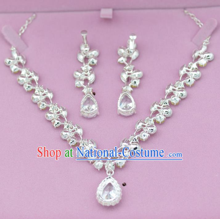 Traditional Wedding Jewelry Accessories, Palace Princess Bride Accessories, Engagement Necklaces, Wedding Earring, Baroco Style Crystal Necklace Set for Women