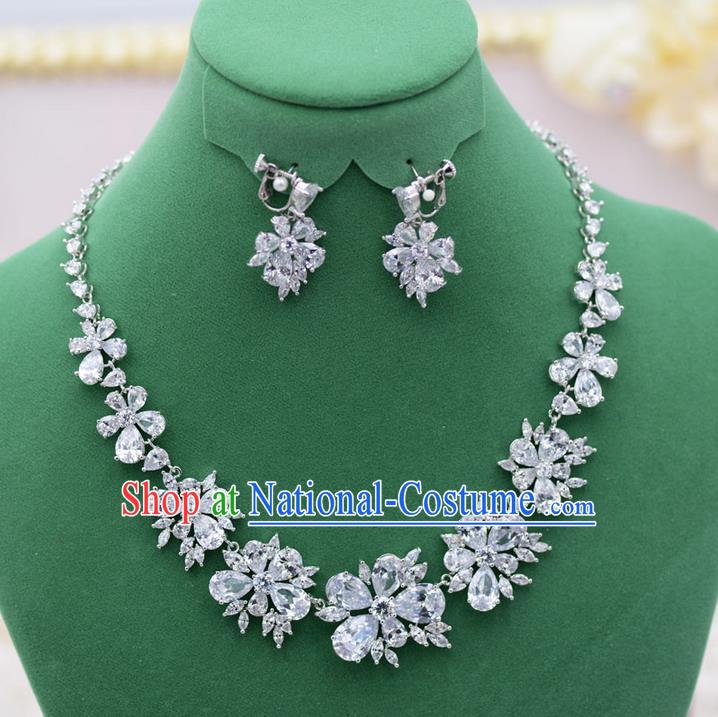 Traditional Wedding Jewelry Accessories, Palace Princess Bride Accessories, Engagement Necklaces, Wedding Earring, Baroco Style Crystal Necklace Set for Women