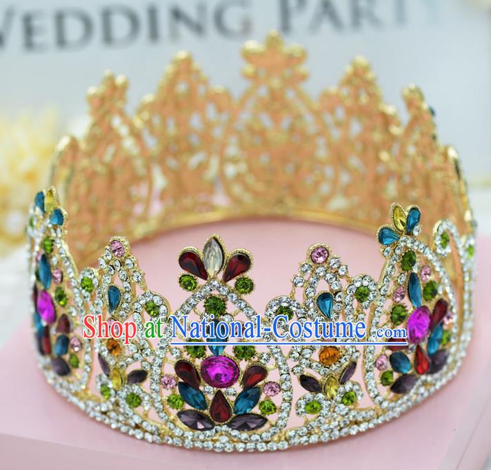 Traditional Jewelry Accessories, Palace Princess Bride Royal Crown, Queen Engagement Royal Crown, Wedding Hair Accessories, Baroco Style Crystal Headwear for Women