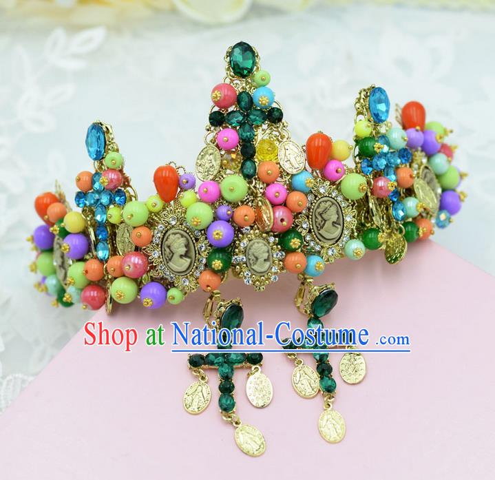 Traditional Jewelry Accessories, Palace Princess Bride Royal Crown, Queen Engagement Royal Crown, Wedding Hair Accessories, Baroco Style Color Crystal Headwear for Women