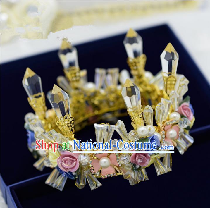 Traditional Jewelry Accessories, Palace Princess Bride Royal Crown, Engagement Royal Crown, Wedding Hair Accessories, Baroco Style Crystal Headwear for Women