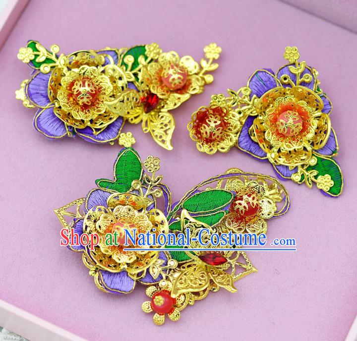 Chinese Ancient Style Hair Jewelry Accessories, Hairpins, Hanfu Xiuhe Suits Wedding Bride Headwear, Headdress, Imperial Empress Handmade Hair Fascinators for Women