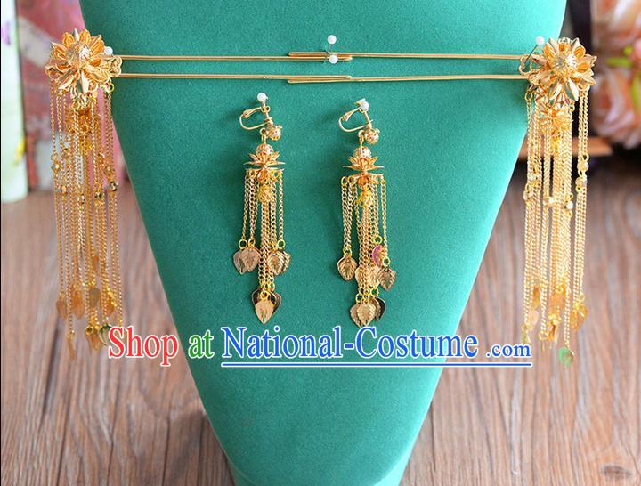 Chinese Ancient Style Hair Jewelry Accessories, Hairpins, Hanfu Xiuhe Suits Wedding Bride Headwear, Headdress, Imperial Empress Handmade Phoenix Hair Fascinators for Women