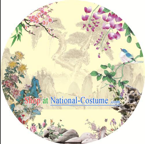 Chinese Classic Handmade Oiled Paper Umbrella Plum Chrysanthemum