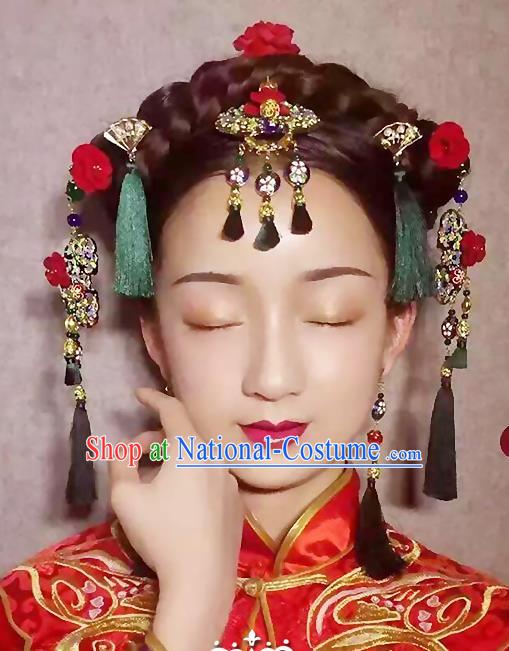 Chinese Ancient Style Hair Jewelry Accessories, Hairpins, Hanfu Xiuhe Suits Wedding Bride Headwear, Traditional China Earrings, Imperial Empress Handmade Hair Fascinators for Women