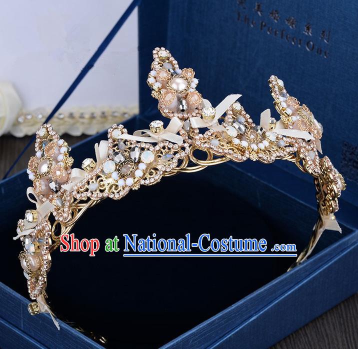 Traditional Jewelry Accessories, Palace Princess Bride Royal Crown, Imperial Royal Crown, Wedding Hair Accessories, Baroco Style Crystal Pearl Headwear for Women